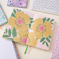 Carnet de notes A5 à fleurs à couverture rigide et personnalisable, Pages lignées créatives, style imprimé pour les écoliers