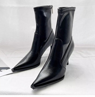 Schicke Damen Spitze Stiefeletten mit Dünnem Stilettoabsatz Rückseitiger Reißverschluss Schlanke Passform Abend-Party Elegante Street-Fashion Kleider-Stiefeletten