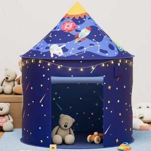 Rocket Ship Teepee Child Pop-up Small Space Playhouse <strong>Indoor</strong> Fun Kids <strong>Play</strong> <strong>Tent</strong> with Lights - Product Image 1