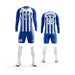 Camiseta de <span class=keywords><strong>Portero</strong></span> de Diseño Profesional Personalizada, Camiseta de Fútbol de Manga Larga, Uniformes de Fútbol Azul y Blanco, <span class=keywords><strong>Ropa</strong></span> de Entrenamiento - Product Image 2