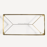 Table basse moderne en verre trempé ultra-transparent avec cadre en acier inoxydable pour la maison, salon, meubles