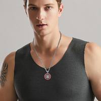 Pendentif Sceau des Templiers Changda, en laiton émaillé rouge et noir, avec amulette médaille de protection chrétienne plaquée argent, collier