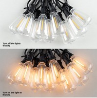 Guirlandes solaires d'extérieur 7,6m-30m ST38 avec ampoules LED Edison, étanches, pour patio, bistrot, lampe féerique avec charge USB-C