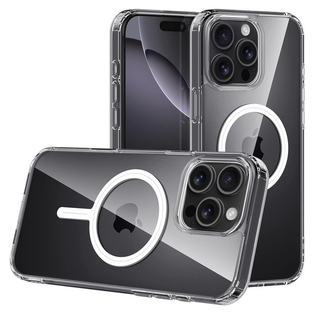 2024 Transparent Magnetic Case Anti-shockproof Clear Tpu Pc Mag Cell Phone Case for iPhone 16promax 15 14 13 Pro Max