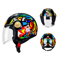 Casques de moto homologués DOT en ABS pour homme et femme, casque de moto ouvert 3/4, double visière
