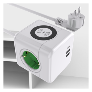 2026 Cube Design Wireless Charger Power Strip 3ways with <b>USB</b> 2A1C CE ROHS EU Standard <b>Extension</b> Cord - Product Image 5