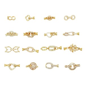 18k Gold Color Preserving Zircon Clasp Mixed Shapes DIY Jewelry Accessories For <b>Bracelet</b> Making <b>Copper</b> Plated Findings - Product Image 5