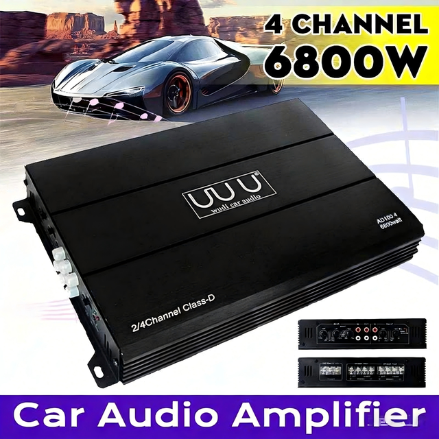 WD-628 Aluminum Alloy 6800W Car Amplifiers High Power Car Amplificador Stereo Bass Speaker DC12V Car Amplifier-4 Channel
