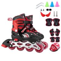 Patins à roulettes en ligne à quatre roues réglables, double usage, avec roulements ABEC-7 pour hommes et enfants, taille ajustable, coque en maille PU