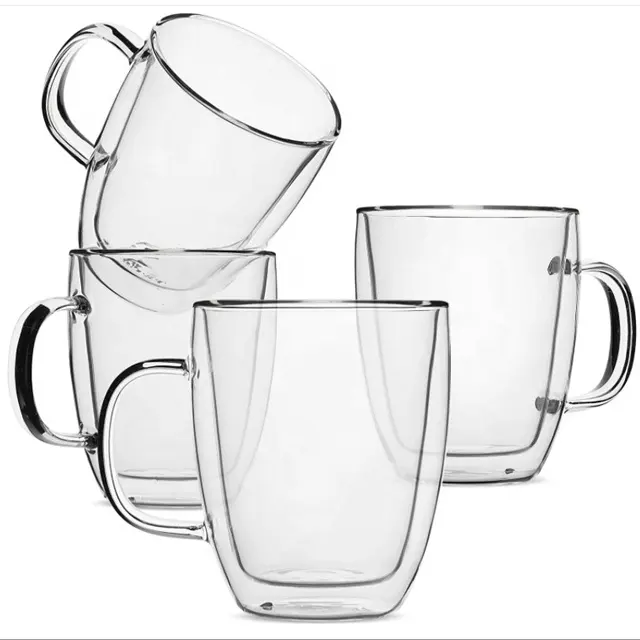 Vasos de doble pared de borosilicato hechos a mano, Espresso, Latte, café, té, taza de vidrio para beber