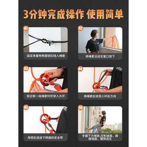 High Rise Escape Rope Kit 8mm 10mm Fiberglass Portable Fire Safety Descent Device For Home Emergency Rescue - Product Image 5