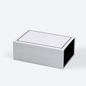 Personalised Logo Printing A5 Deep White Magnetic Closure Gift Boxes with Black Border