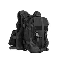 Gilet tactique noir imperméable en gros avec sac à dos, porte-plaques en nylon 500D, gilet de sécurité