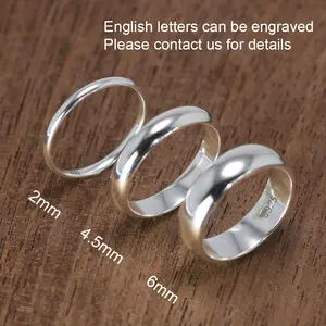 4.5mm 925 Pure Silver Jewelry Finger Rings For Women And Men Simple Couple Ring Smooth Wedding Band For Lovers