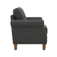 Nuhoom Canapé 1 place IMPALA en tissu gris élégant, fauteuil moderne et minimaliste avec accoudoirs roulés à l'anglaise, dossier coussin, chêne malaisien durable