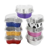 Barquette jetable en aluminium en forme de cœur rouge 3,4 oz, petit moule à pâtisserie en aluminium pour boulangerie, vente en gros, service alimentaire, plateau argenté