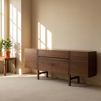 Meuble de rangement d'entrée en bois massif de chêne, style Japandi artisanal sur mesure, moderne et minimaliste, avec tiroir, pour salon, hôtel, salle à manger