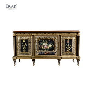 Consola Dorada con Diseño Floral de <span class=keywords><strong>Savoy</strong></span> |   Mueble de Entrada Clásico Americano de Lujo de EKAR FURNITURE - Product Image 1