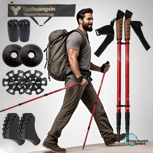Bâtons de randonnée réglables en aluminium avec poignée en liège, ensemble de bâtons de randonnée pliables pour la montagne et le camping en plein air - Product Image 5