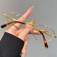 Monture de lunettes optiques vintage ovale en métal unisexe, or rose, monture intégrale, UV400, anti-lumière bleue, durable, pour verres correcteurs