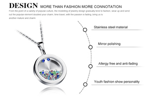 قلادة فضية من الفولاذ المقاوم للصدأ والمجوهرات بالجملة مزدوج اللون الزجاج المعلقات - Product Image 6