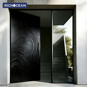 Porte d'entrée extérieure en aluminium insonorisée RICHOCEAN pour villa de luxe, sculptée en 3D, <span class=keywords><strong>antivol</strong></span>, en vente - Product Image 4