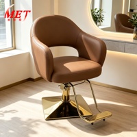 Fauteuil de Barbier Portable Inclinable en Cuir Marron de Luxe, Cuir PU, Pompe Hydraulique Robuste, Inclinable, Portable, pour la Maison