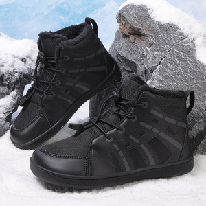 Bottes de neige d'hiver pour enfants, bottines à bout rond, doublure en peluche, semelle extérieure en caoutchouc, unisexe, confortables pour l'extérieur - Product Image 2