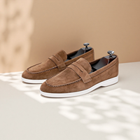 Mocassins en Cachemire Italien Décontractés pour le Quotidien, Chaussures Souples en Cuir Givré pour Hommes, Pointures 46-48