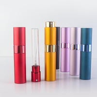 Flacon pulvérisateur de parfum rechargeable portable de 10 ml en aluminium doré, noir ou bleu, avec pompe atomiseur à torsion