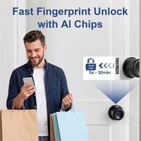 Serrure à empreintes digitales, application intelligente Tuya, stockage dans le cloud, serrure cylindrique intelligente alimentée par batterie, bois, Wi-Fi, pour la sécurité de la classe C, domicile