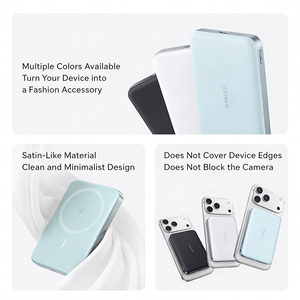 Anker Ultra Slim A1665 พาวเวอร์แบงค์แม่เหล็ก 5000mAh 7.5W ชาร์จไร้สาย 20W ชาร์จเร็วแบบมีสาย ได้รับการรับรองมาตรฐาน 3C เครื่องชาร์จพกพา - Product Image 5