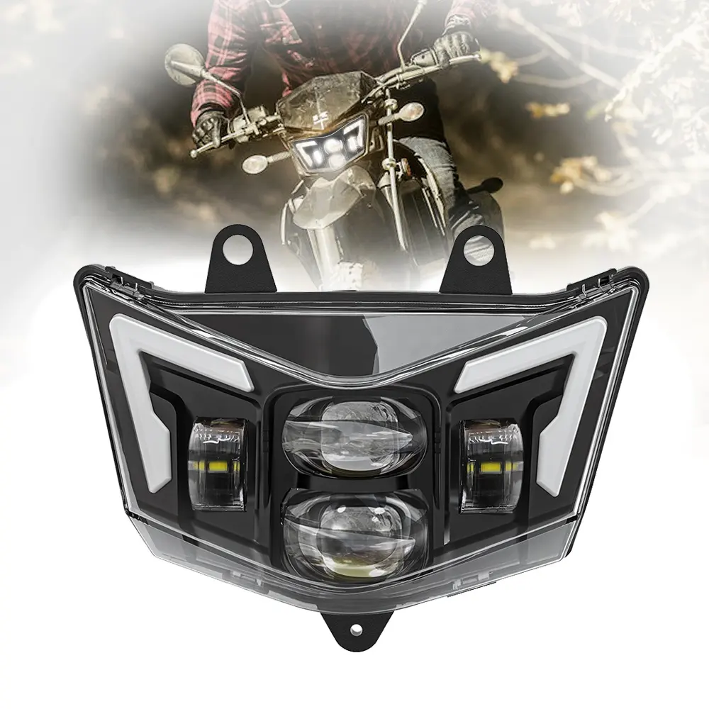 Dirt Bike supermoto 12V Led Headlight for Kawasaki KLX125 140 250 Motocross E-mark headlight replacement for KMX KX KLR KLE ZZR