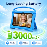Tablette éducative pour enfants avec support de poignée, étui anti-enfants, contrôle parental, 32 Go, 7 pouces, Android 12, tablette pour tout-petits