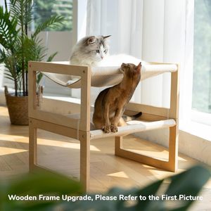 <span class=keywords><strong>FUKUMARU</strong></span> 21X16.5 pouces grand extérieur en bois écologique chat hamac respirant chien chat lit gravure surélevée meubles pour animaux de compagnie - Product Image 3