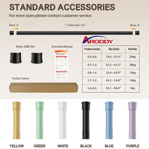 Tringle à <span class=keywords><strong>rideau</strong></span> de <span class=keywords><strong>douche</strong></span> <span class=keywords><strong>extensible</strong></span> ARODDY, capacité de charge de 20 lb, 0,7-1,2 m, réglable en tension, sans perçage, tringle à <span class=keywords><strong>rideau</strong></span> de porte - Product Image 5
