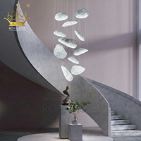 Lustre moderne pour escalier, style lune, en verre galet de luxe, pour villa, duplex, hall d'entrée