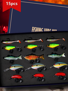 Conjunto de Iscas Luya Skimming Shark de 15 Peças em Caixa de Presente ABS, Isca Macia <span class=keywords><strong>Mino</strong></span> Chubby com Anzóis, Equipamento de Pesca para Feriados, Transfronteiriço - Product Image 4