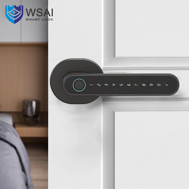 Tuya Biometric Smart Door Lock WiFi Network Keyless Electronic Fingerprint Door Handle for Aluminum Split Digital Keyless Lock