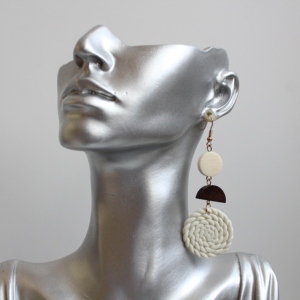 Jachon – boucles d'oreilles pendantes en argile polymère, boucles d'oreilles en poterie douce, Art créatif, tissage rond géométrique rétro - Product Image 5