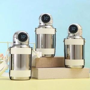Creative Smart LED 316 Stainless Steel Portable Water <b>Bottle</b> Silver Outdoor Vacuum <b>Flask</b> Kids Kettle with Square Roll Design - Product Image 4