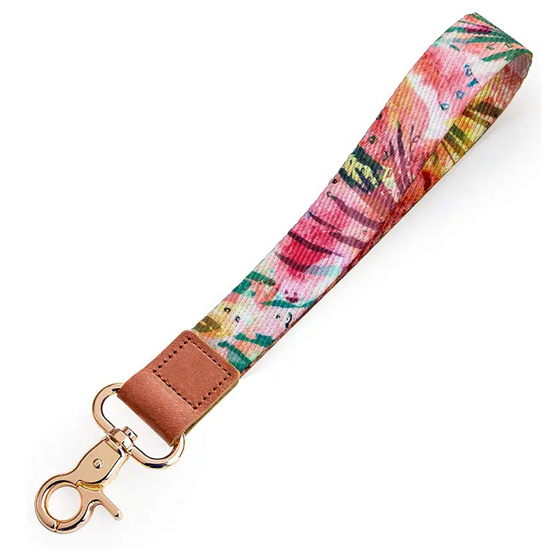 luxury wrist lanyard keychain promotional sublimation personalized lanyard keychain with logo