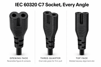Cable de alimentación C7 con conector en forma de ocho NEMA 1-15P, cable de CA estadounidense de 18 AWG, 10 A, 125 V para TV, radio, DVD, aparatos de audio, a granel
