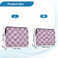 Housse d'ordinateur portable matelassée en polyester doux avec imprimé Ulu violet hawaïen, pochette zippée, étui de protection personnalisé pour ordinateur portable