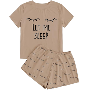 Elegant Printed Jersey Sleepwear for <b>Women</b> | Custom Cotton Long Sleeve Pyjamas with Front Logo Soft Breathable <b>Nightwear</b> Set - Product Image 2