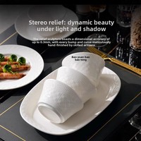 Ensemble de vaisselle en céramique sous glaçure, compatible micro-ondes, design minimaliste moderne, motif en relief, ensemble complet avec baguettes/cuillère/fourchette/couteau
