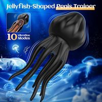 Vibrateur 10 modes en forme de petite méduse, stimulateur pénien, masseur de prostate anti-éjaculation, stimulateur mammaire, godet de masturbation