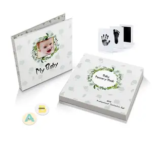  Hochwertige benutzer definierte Abdeckung Baby Fußabdruck Baby Wachstum Journal benutzer definierte erste Jahr Baby Memory Book mit Box