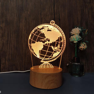 Luz LED nocturna recargable moderna, placa acrílica 3D, fábrica de alta calidad personalizada, nueva y extraña Base de madera para uso en la habitación - Product Image 6