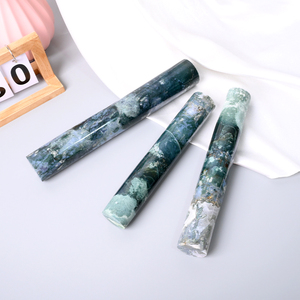 Nouvelles baguettes de cristal pointues en gros, grande taille, en agate mousse, pour la guérison et la décoration - Product Image 5